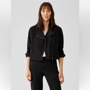Eileen Fisher Organic Cotton Denim Notch Collar Jacket